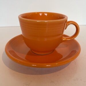Fiesta Ware Coffee/ Tea Cup and Saucer  Orange